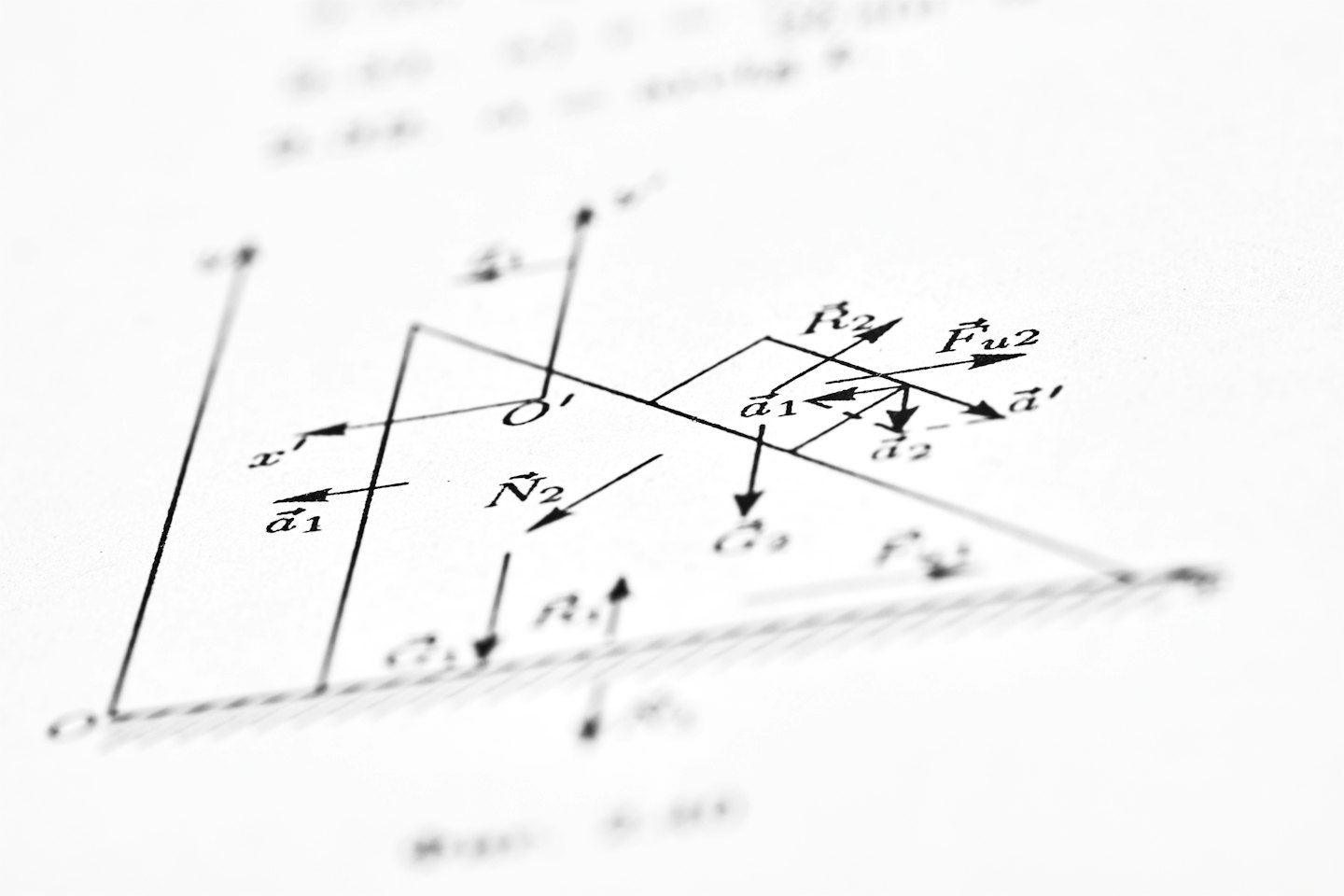 Physics diagram showing vector forces on an inclined plane.